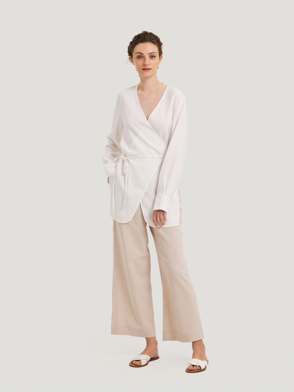 NWOT Nap Loungewear White Kimono Wrap Tunic M
